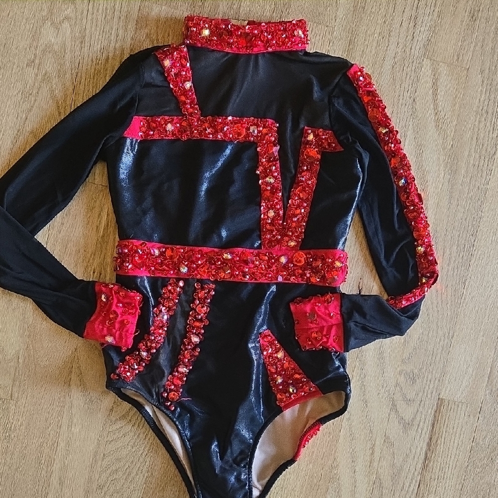 Elegant Black and Red Kids Dance Costume, Jazz